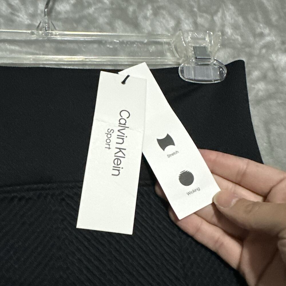 NWT Calvin Klein Sport Performance Leggings Womens Size M Black Textured Stretch - Picture 3 of 13